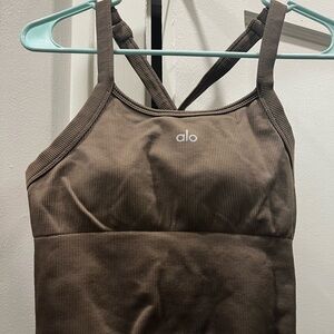 Alo Brown Ribbed Tank Top
